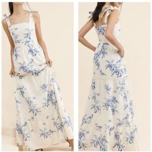 ISO Agua Bendita x Anthropologie Maxi Blue Toile dress Size M or L